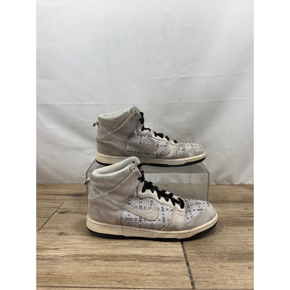 Nike Dunk High Woven Sneakers Gray‎ Suede High Top Shoes Size 8.5 - Picture 1 of 9
